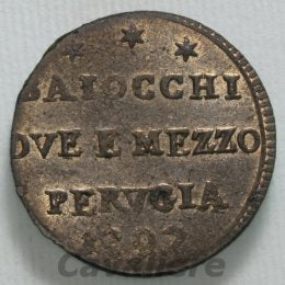 Perugia - Pio VI Baiocchi 2 e 1/2 Cu 1797 -R-